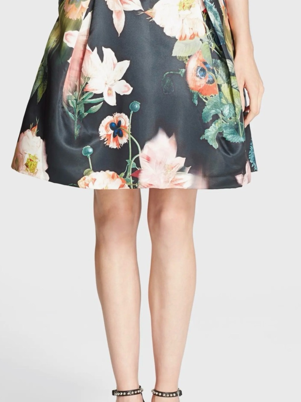 Ted Baker London Black Floral A-Line Skirt - Size 3 (US 8)